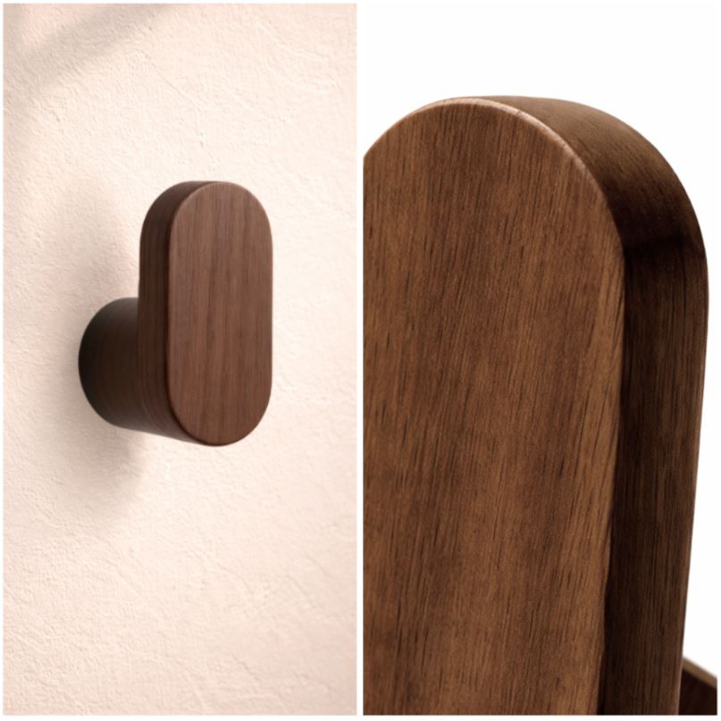 Kleiderhaken Knopf Walnuss