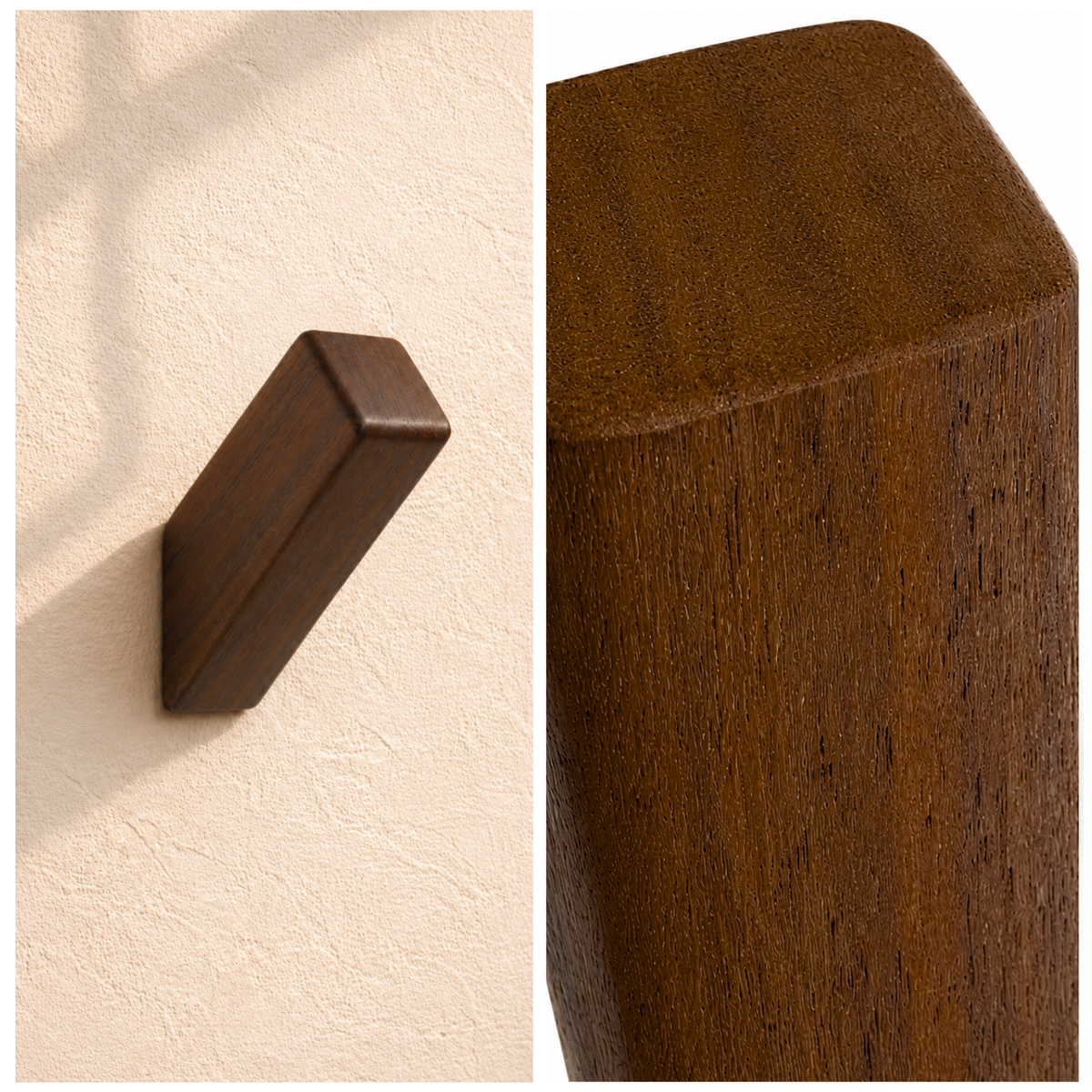 Coat hook rectangular square walnut