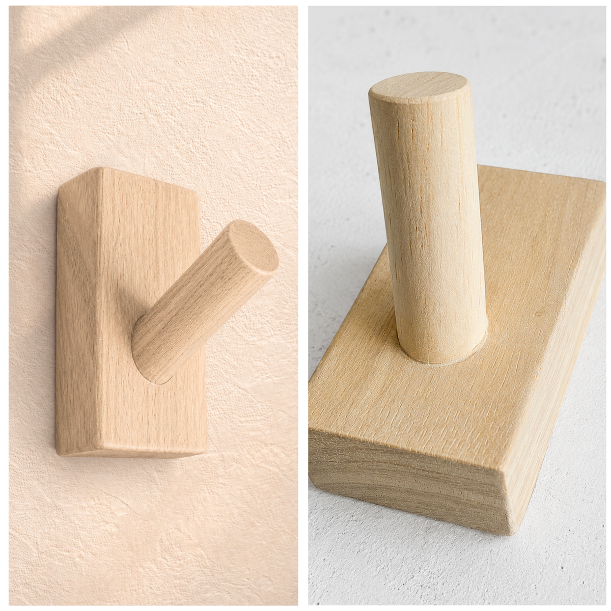 Klebehaken rechteckig Teak