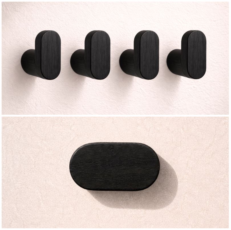 Kleiderhaken Knopf Schwarz