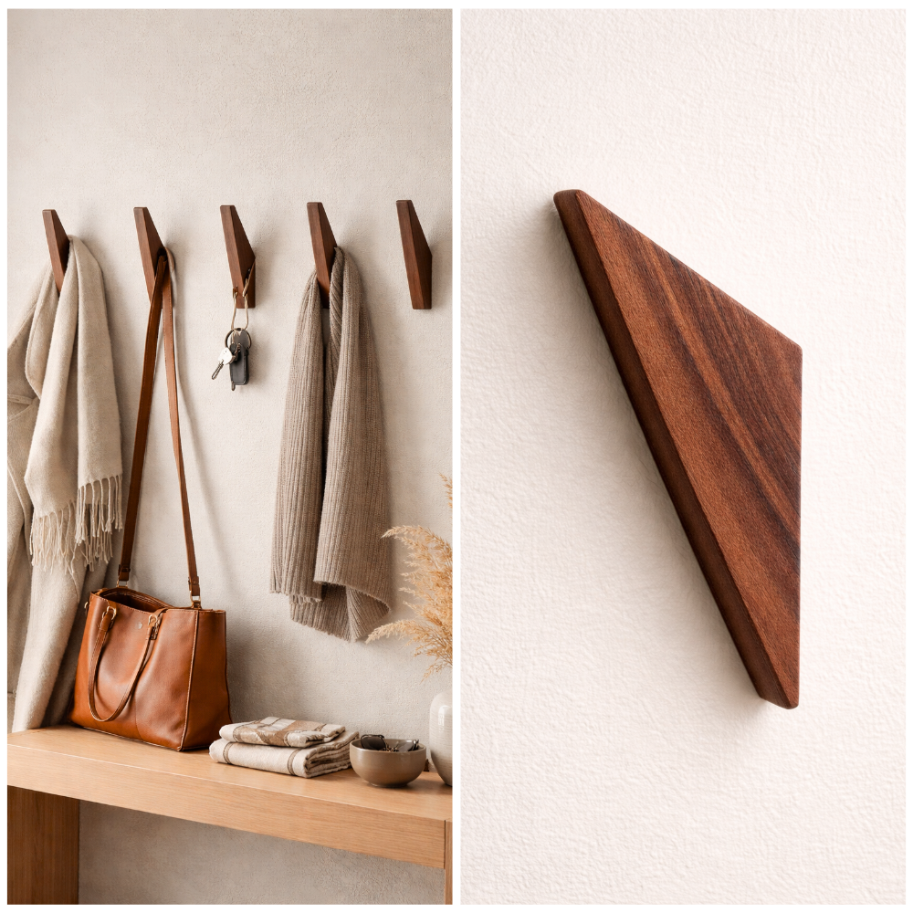 Wandhaak vintage walnoot