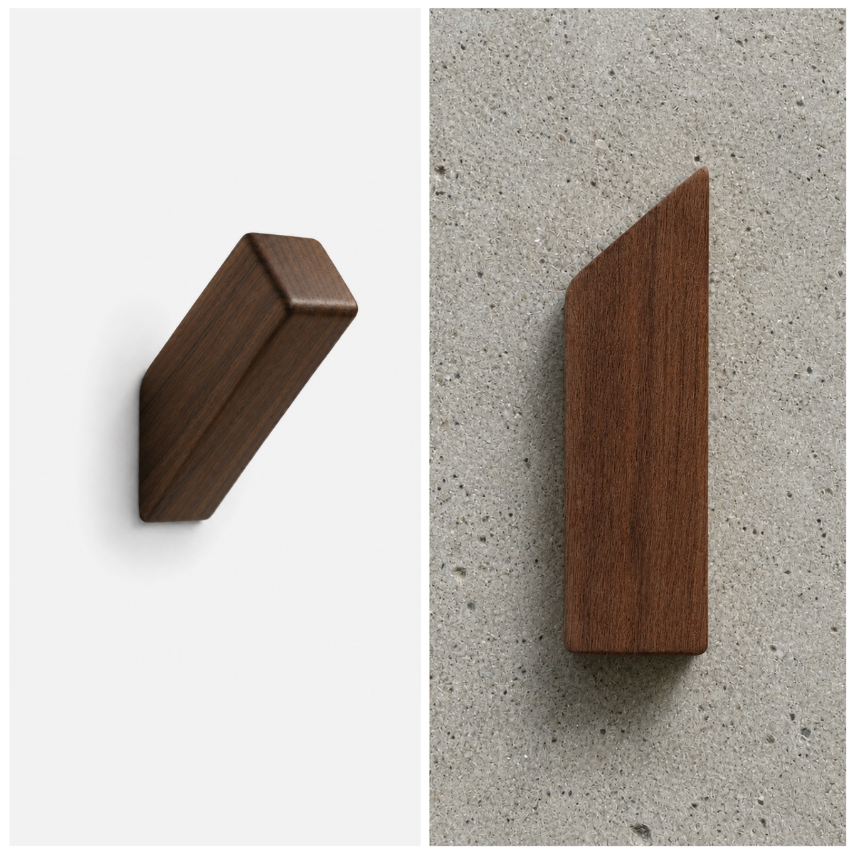 Coat hook rectangular square walnut