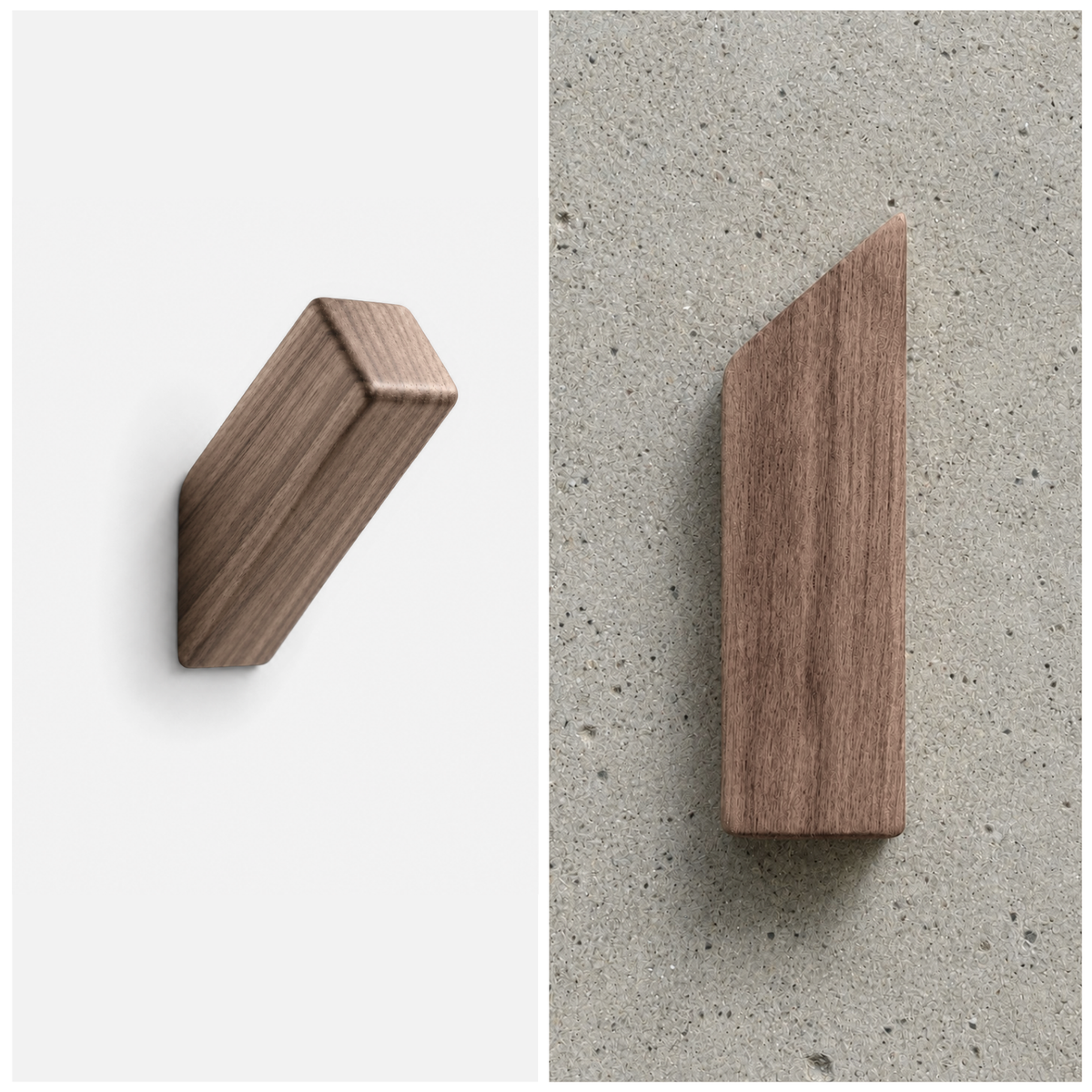 Coat hook rectangular square walnut light